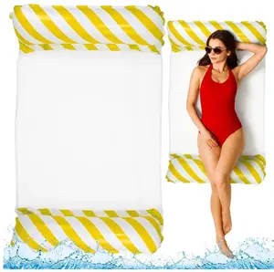 Inflatable Water Lounger LEANToys 120×70 cm, white-yellow, model 26780
