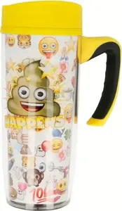 Термокружка Emoji 533 мл – дорожная чашка с двойными стенками, крышка против проливания