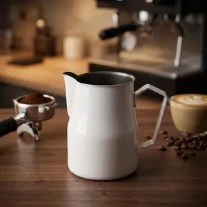Milk pitcher Rhinowares Pro Milk Pitcher 600 ml, white - stainless-steel frothing jug