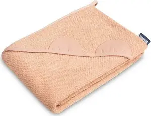 Bath Hooded Towel Sensillo OKRYCIE KĄPIELOWE 100x100 cm cotton crepe with bear motif, dusty pink