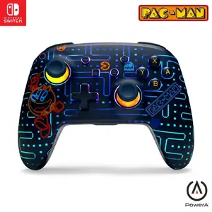 Wireless Enhanced Lumectra PAC-MAN Neon Arcade gamepad by PowerA for Nintendo Switch, model NSGP0458-01