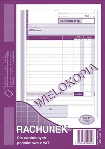 Invoice book (vertical) A5 80 pages Michalczyk & Prokop Rachunek dla zwolnionych z VAT (223-3)