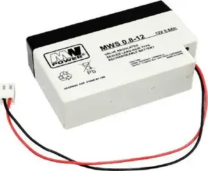 Sealed Lead-Acid Battery mw power 12V 0.8Ah (weight 0.57kg, charge max 0.2A, discharge max 7A)