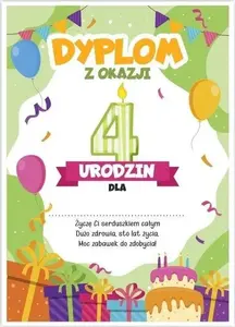 Greeting card set LearnHow Dyplom A5 – fourth birthday design, 5 pieces