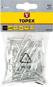 Kniedes Topex alumīnija 4×10 mm 800 gab. — savienošanai plāniem materiāliem