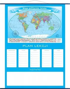 Stundu saraksta plānotājs sienas karte Artglob Plan lekcji - Pasaules politiskā karte plakāts