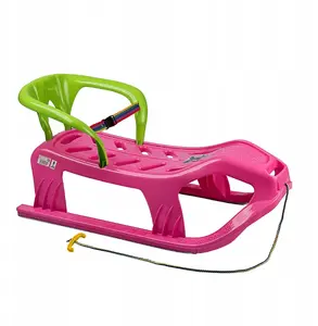 Children's Plastic Sledge with Backrest Marmat, pink, load capacity 50 kg