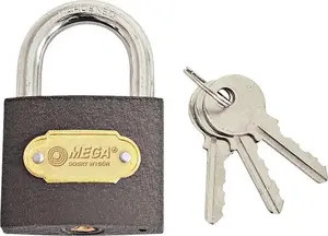 Padlock MEGA 24475K heavy-duty cast iron body with hardened 75 mm shackle, single piece