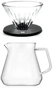 Набор для заваривания кофе Timemore Crystal Eye Brewer Set 02 Black - пуровер, стеклянный воронкообразный дриппер