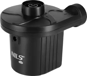 Electric camping air pump Nils Extreme NC17115 for inflatable mattresses, 230V and 12V with adapters, black