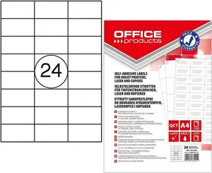 Label sheets Office Products A4 70×35 mm white, 100 labels per pack