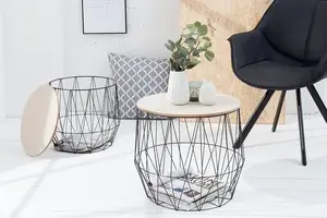 Sānu galdiņš King Home Stolik Caps Small ar vietu glabāšanai, melns