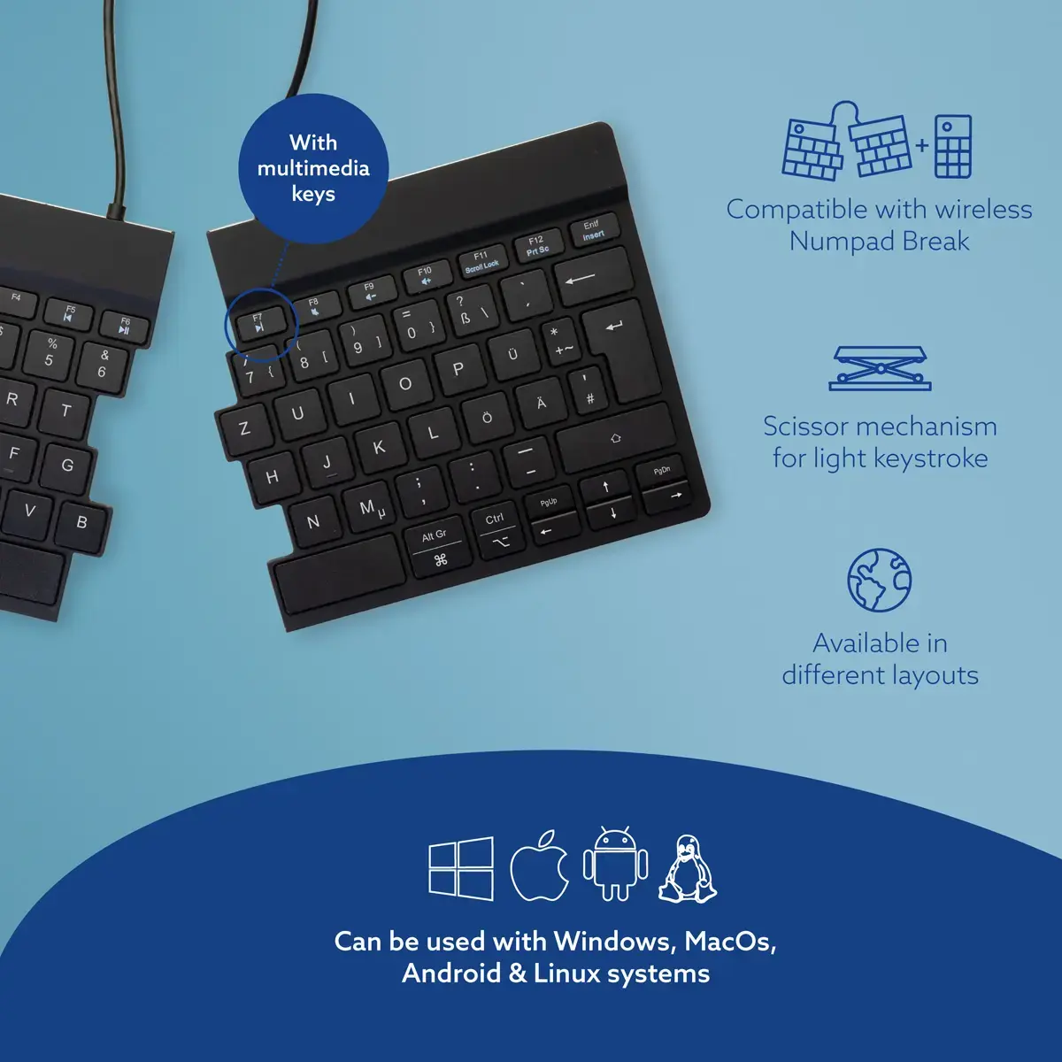 R-Go Tools R-Go Split keyboard RGOSBDEWLBL Photo 13