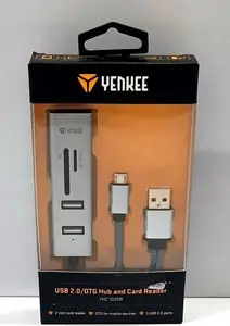 USB-C OTG centrmezgls un karšu lasītājs YENKEE YHC 103SR — USB centrmezgls ar OTG un karšu lasītāju