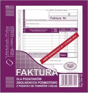 Book Michalczyk & Prokop Faktura dla podatników zwolnionych...204-4E — accounting/ VAT invoice book, MPN 436142