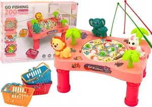 LEANToys Magnetic Fishing Game Kids Tabletop Set, Pink — Children's dexterity toy