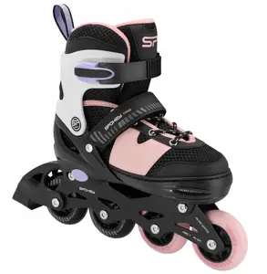 Children's adjustable roller skates SPOKEY TRIXIE, size range 31–34, black/pink