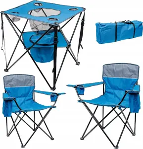 Camping set Mentor PCS033 — 2 padded chairs 55×55×44/90 cm and 1 table 59×59×60 cm, blue