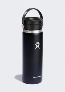 Termo pudele Hydro Flask 20 oz (591 ml) ar Wide Mouth un Flex Sip vāciņu — melna