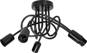 Ceiling pendant lamp ORNO MALAGA, up to 5×60W, E27 sockets, black finish