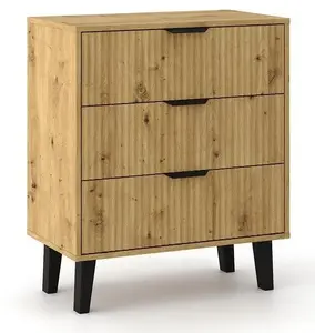 Kumode Malys Group Scandi 3S SLIM DĄB ARTISAN — 3 atvilktnes, šaurs dizains