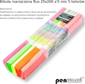 Krepa papīrs Polsirhurt fluo mix 5 krāsas 25 x 200 cm, 5 gab.