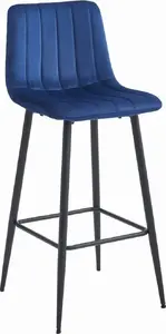 Bar stool LEOBERT POZZA — navy velvet upholstery, black legs, model 3859