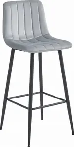 Bar stool LEOBERT POZZA — velvet silver-gray seat, black legs, model 3858