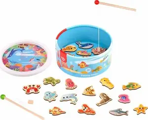 Tooky Toy magnētiskā ķeršanas spēle TL095 bērniem, koka zivtiņas un makšķeres