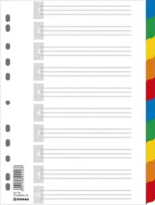Donau document dividers PP A4 10+1 transparent, pack for filing and organizing