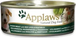Konservēts suņu barības Applaws liellopa aknas ar dārzeņiem 156 g