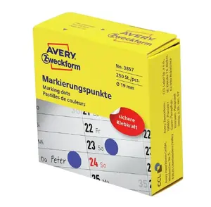 Avery 3857 pašlīmējošā etiķete Apaļš Pastāvīgs Zils 250 pcs