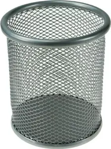 Desk pen cup Titanum model 397830 — metal mesh, silver finish