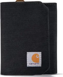 Maks Carhartt Portfel Nylon Duck Trifold Wallet Black — trīskāršs neilona maks, melns