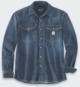 Krekls Carhartt Montana Denim Relaxed LS Wyatt — džinsa krekls ar garām piedurknēm, relaxed fit