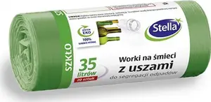 Maisi atkritumiem ar rokturiem Stella ST-ST-032198 stikla šķirošanai, 35 l, 20 gab., zaļi