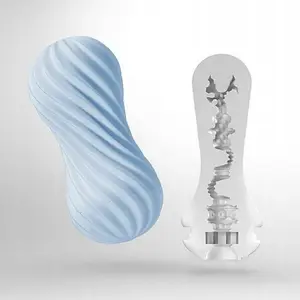 Мужской мастурбатор TENGA Flex II Bubbly Blue — внутренняя рифленая гильза, многоразовый