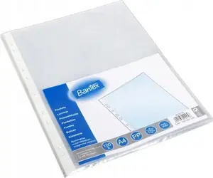 Папки-конверты A4 Bantex 203808 – 100 шт., прозрачные вкладыши с перфорацией для документов