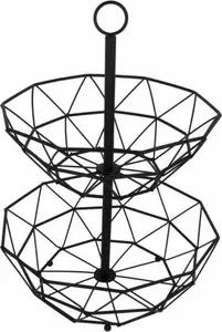 Fruit Stand 2-Tier Basket KRISBERG 2533 — Loft-style metal fruit bowl