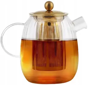 Teapot Vialli Design Tulip with stainless steel infuser, matte gold, 1 L