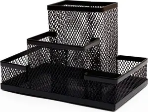 Rakstāmgalda organizators Tres metāla siets 4 nodalījumi 15,3×10,2×10 cm modelis Z3318 melns
