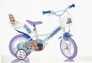 Bērnu velosipēds Cossack Dino 12" ar palīgratiem — meitenēm, 12" riteņi