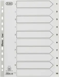 Elba document dividers Strong Line A4, polypropylene, tabs 1–10, white