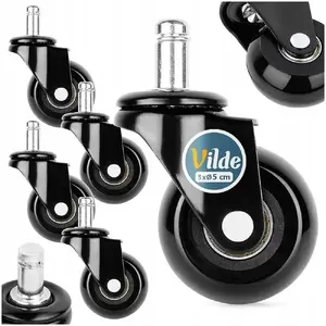 Vilde replacement swivel caster wheels for office chair, rubber, 5 pcs, 5 cm diameter, 11 mm stem