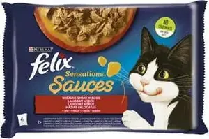 Mitrā barība suņiem maisiņos Nestle FELIX Sensations Country Flavors 4×85 g (mērcē)