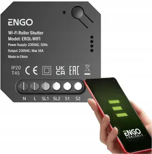 Rullo žalūziju Wi‑Fi vadības ierīce Engo EROL‑WIFI ENGO Smart sistēmai, iebūvējama