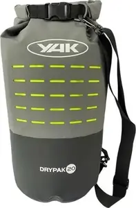 Drybag YAK 20 L (melns/pelēks/lime) – ūdensnecaurlaidīgs roll-top somas tips, 20 l tilpums
