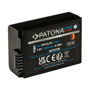 PATONA Platinum Litija jonu kameras akumulators 7.6 V 1250 mAh ar USB-C ieeju Nikon EN-EL25 Nikon Zfc Nikon Z50 Nikon Z30