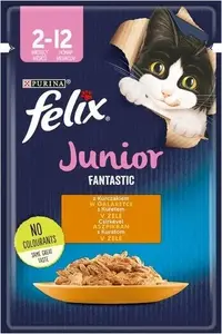 Mitrā kaķu barība maisiņā Nestle Fantastic Junior vistas gaļa želejā 85 g