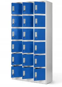 Social locker cabinet Jan Nowak KAROL 900 x 1850 x 400 mm, grey-blue